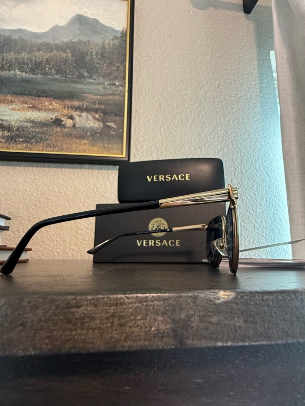 Versace Cat-Eye Sunglasses in Rose Gold with Pink Mirrored Lenses - Picture 6 of 13